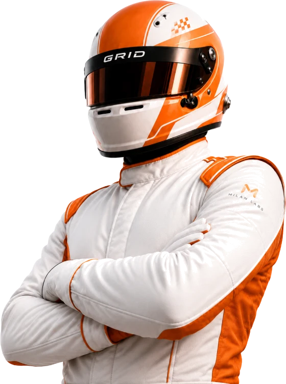 Pilote Grid Team en combinaison F1