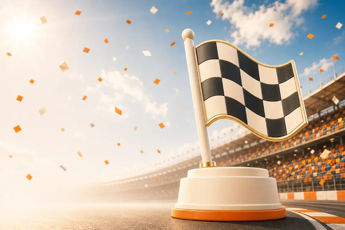 Drapeau à damier Grid Team sur la piste